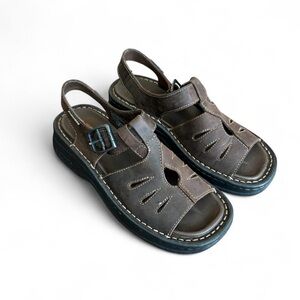 Sketchers Vintage Brown Leather Platform Y2K Sandals